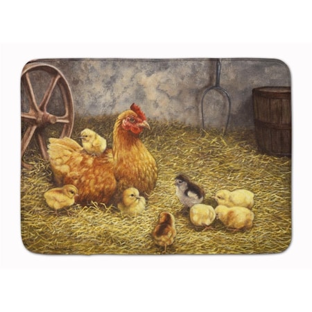 Jensendistributionservices Chicken Hen & Her Chicks Machine Washable Memory Foam Mat MI2550601